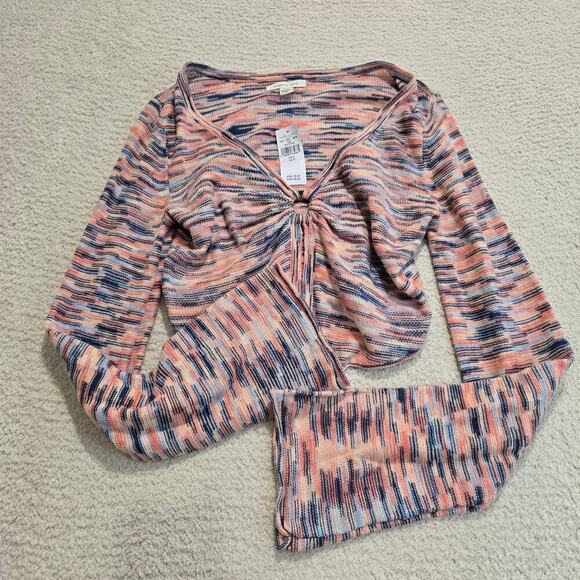 American Eagle Outfitters Space Dye Long Sleeve Knit Crop Top Sweater Sz S Boho - Picture 1 of 12